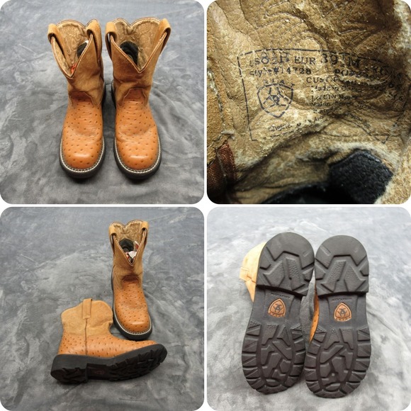 Ariat Fatbaby Boots Youth 8.5 B Brown Leather Cowboy Western Round Toe Pull-On - Picture 1 of 16